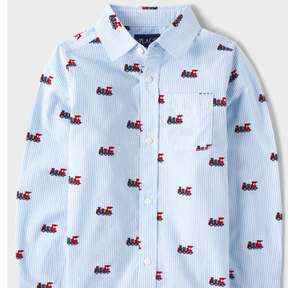 The Children’s Place Train Striped Button up Shirt